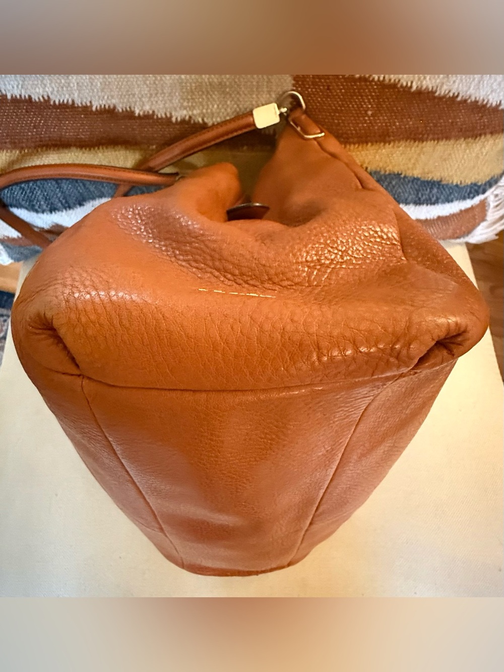 Coach #26224 Madison Phoebe Pebble Leather Cognac Brown Hobo Handbag - Picture 6 of 14